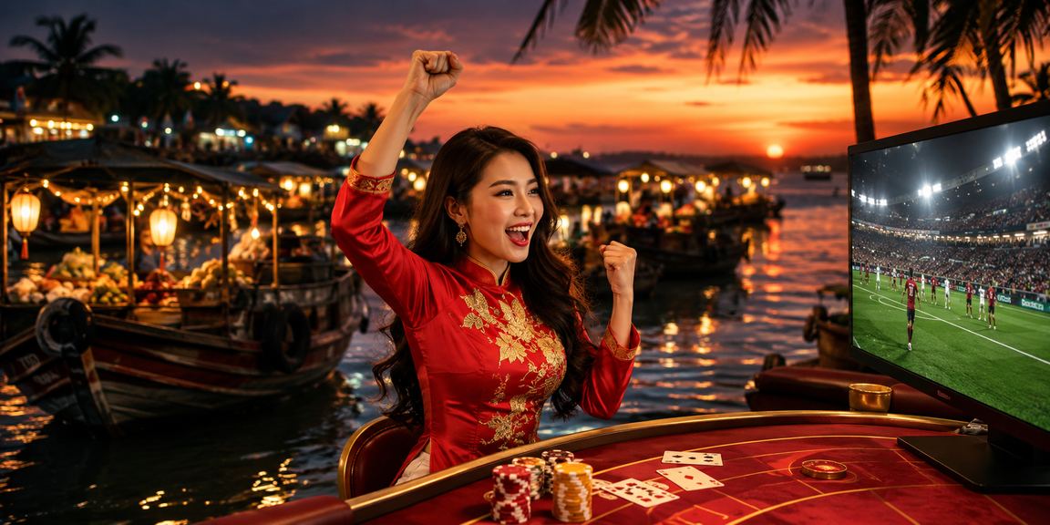 Người chơi mặc áo dài trải nghiệm Baccarat VIP tại Phú Quốc